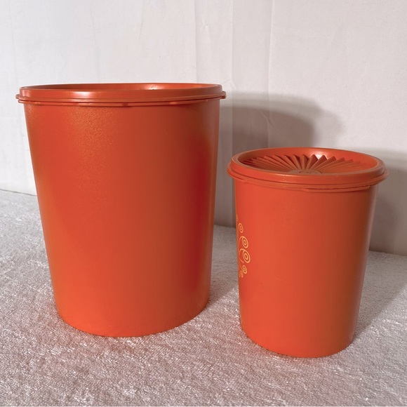 Vintage Tupperware Harvest Orange Servalier Nesting Storage Container Set 4pc - Picture 3 of 16